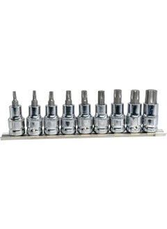 6195 1/2" Torx Bit Socket Wrench Set 9 Pieces (With Rail)