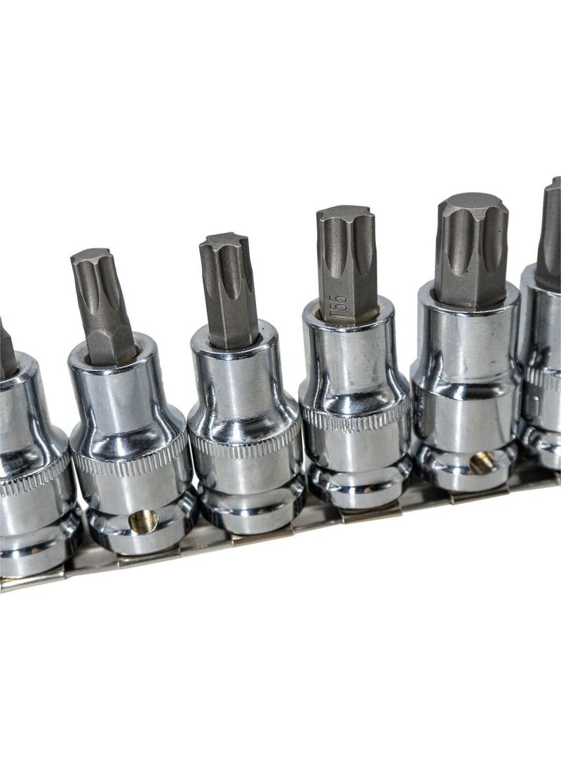 TiTi 6195 1/2" Torx Bit Socket Wrench Set 9 Pieces (With Rail)  - Image 3