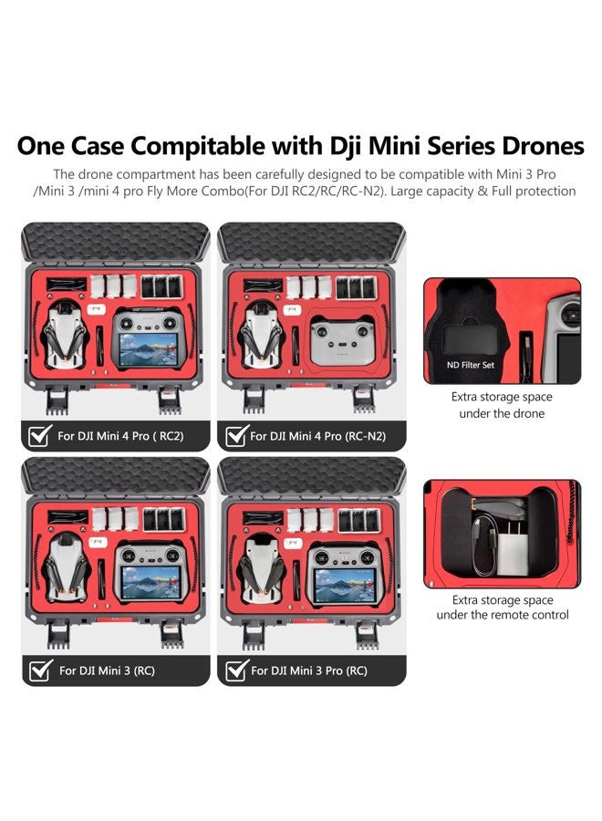 STARTRC Dual Layer Hard Case for DJI Mini 4 Pro, Waterproof Pressure Resistant Carrying Case for DJI Mini 4 Pro Accessories - Fits for DJI RC 2/RC-N2 - Image 3