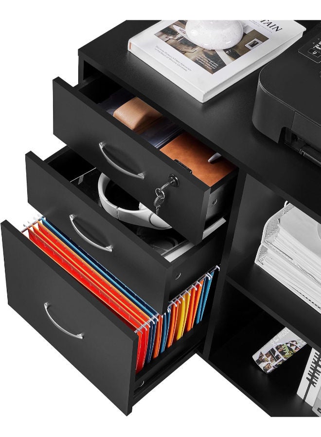 Markero Group Organize in Style The Sleek Industrial Office Cabinet with 5 Wheels, 3 Drawers, and Open Storage Compartments. - Image 3