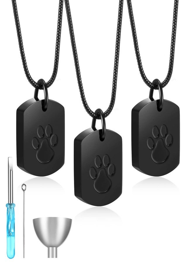 Yinkin 3 Pcs Pet Cremation Jewelry Urn Memorial Ashes Necklace for Women Men Animal Lover Keepsake Pendant Titanium Steel Pet Paw Print Necklace for Cat Dog Puppy Funeral with Filling Kit - Image 1