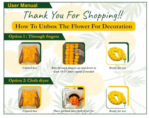 DIYANA IMPEX Marigold Garland for Decoration 5 Pcs of 5 feet Long Strands Artificial Marigold Flowers, Indian Décor for Pooja, Wedding Christmas, Events Decorations - Image 2