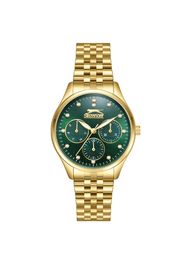سلازنجر ساعة نسائية متعددة الوظائف بشاشة وسوار معدني ذهبي - Image 1