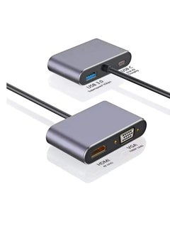 Zero USB C to HDMI VGA Adapter, 4-in-1 Type C Hub with USB C Charging, HDMI & VGA Dual Output, USB 3.0 Port for Samsung S9/S8, MacBook, Nintendo Switch, Surface Book - Silver  - Image 2