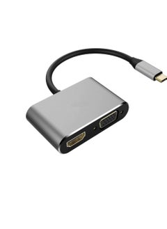 Zero USB C to HDMI VGA Adapter, 4-in-1 Type C Hub with USB C Charging, HDMI & VGA Dual Output, USB 3.0 Port for Samsung S9/S8, MacBook, Nintendo Switch, Surface Book - Silver  - Image 3