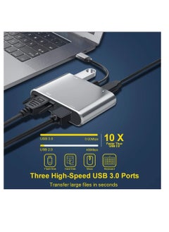 Zero USB C to HDMI VGA Adapter, 4-in-1 Type C Hub with USB C Charging, HDMI & VGA Dual Output, USB 3.0 Port for Samsung S9/S8, MacBook, Nintendo Switch, Surface Book - Silver  - Image 4
