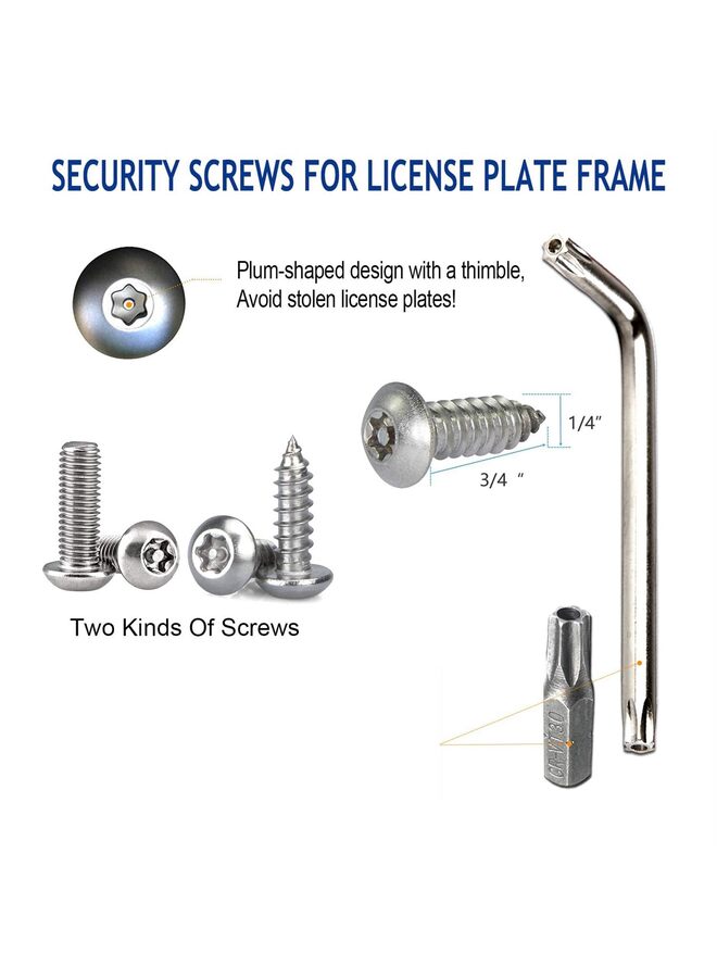 Non Theft License Plate Screws- Stainless Steel Bolts Fasteners Kits for Car Tag Frame Holder, Tamper Resistant Mounting Hardware,Security Screw Set,Rust Proof,Chrome Screw Caps Cover - Image 4