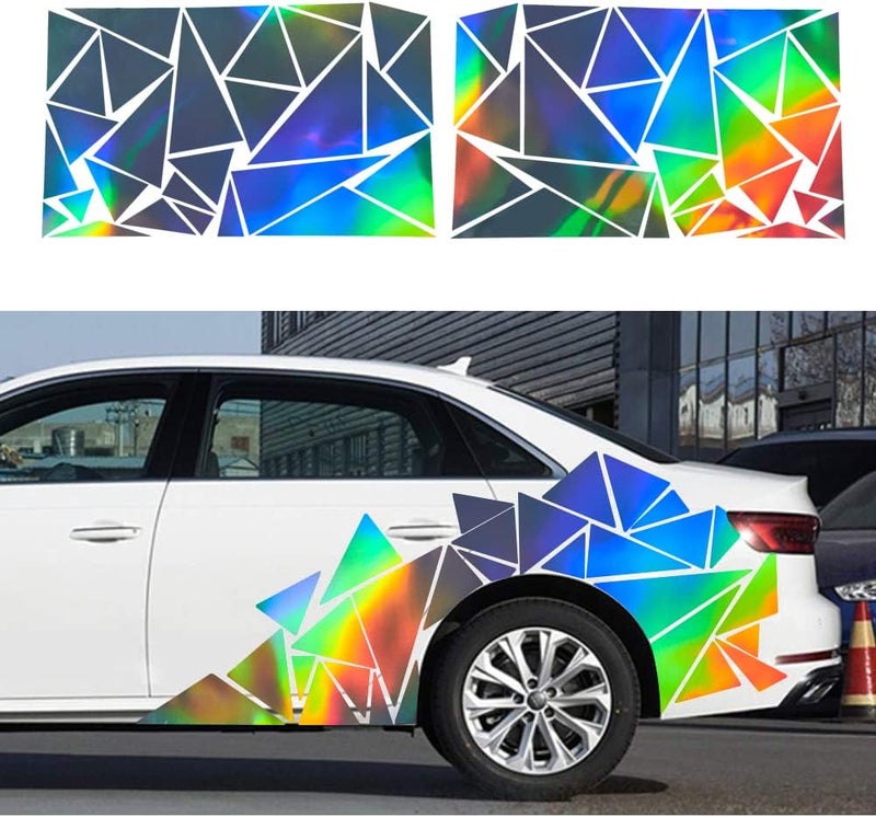 ATMOMO 2 Pieces Holographic Laser Triangle Car Decals Vinyl Sticker - Image 5