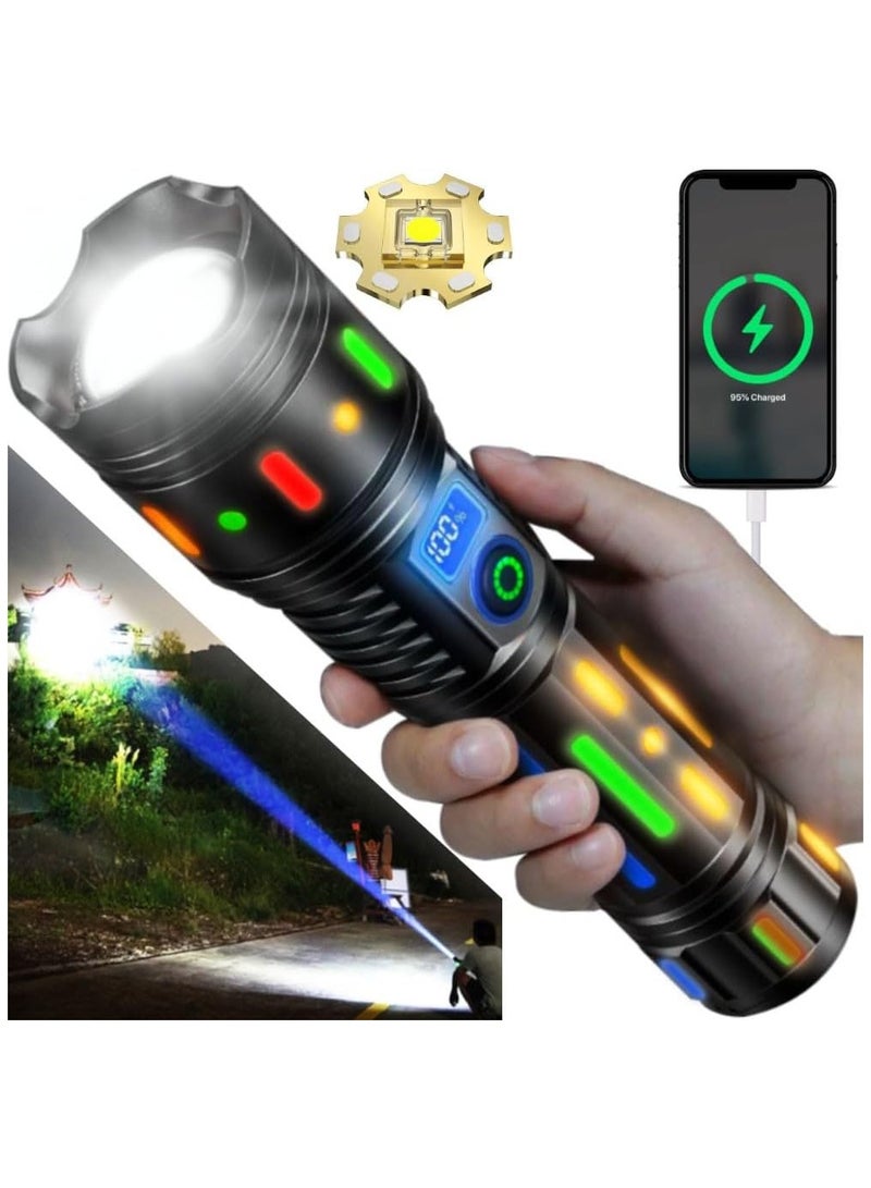 High Powered Rechargeable LED Flashlight with Long-Range Zoom, Fluorescent Body, and Adjustable Focus – Ideal for Hunting, Camping, Fishing, and Search Operations - Image 1