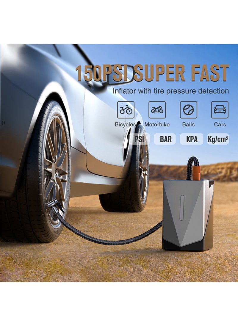 EzzySo - Car Jump Starter Electric Air Blower Car Air Compressor1000A 14.8V 150PSI 12000mAh Inflation Pump Suction Blowing all-in-one New 14.8V Multi-function Jump Starter Booster 3L Diesel Smart Jumper with Display and Emergency Light - Image 1