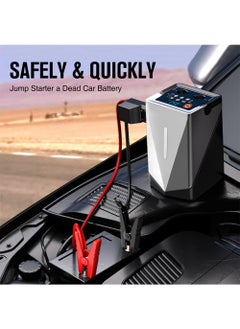 EzzySo Car Jump Starter Electric Air Blower Car Air Compressor1000A 14.8V 150PSI 12000mAh Inflation Pump Suction Blowing all-in-one New 14.8V Multi-function Jump Starter Booster 3L Diesel Smart Jumper with Display and Emergency Light  - Image 2