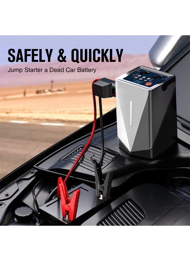 EzzySo - Car Jump Starter Electric Air Blower Car Air Compressor1000A 14.8V 150PSI 12000mAh Inflation Pump Suction Blowing all-in-one New 14.8V Multi-function Jump Starter Booster 3L Diesel Smart Jumper with Display and Emergency Light - Image 1
