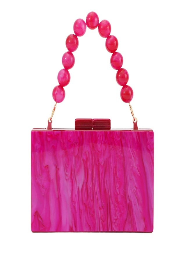 Fecialy Women Acrylic Clutch Purse Beads Evening Handbag Marble Clutch Formal Party Bridal Wedding Crossbody Bag - Image 1