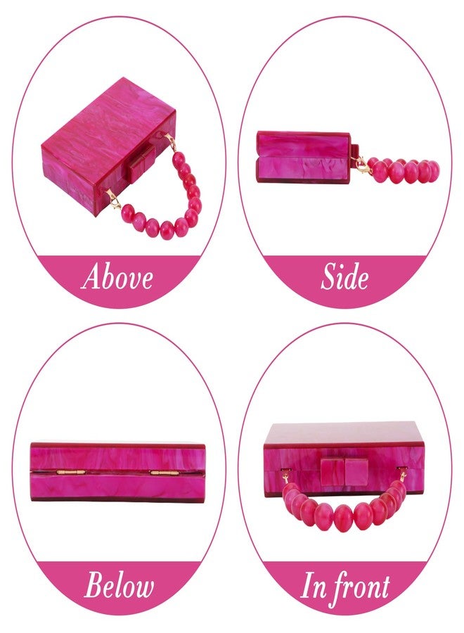Fecialy Women Acrylic Clutch Purse Beads Evening Handbag Marble Clutch Formal Party Bridal Wedding Crossbody Bag - Image 5