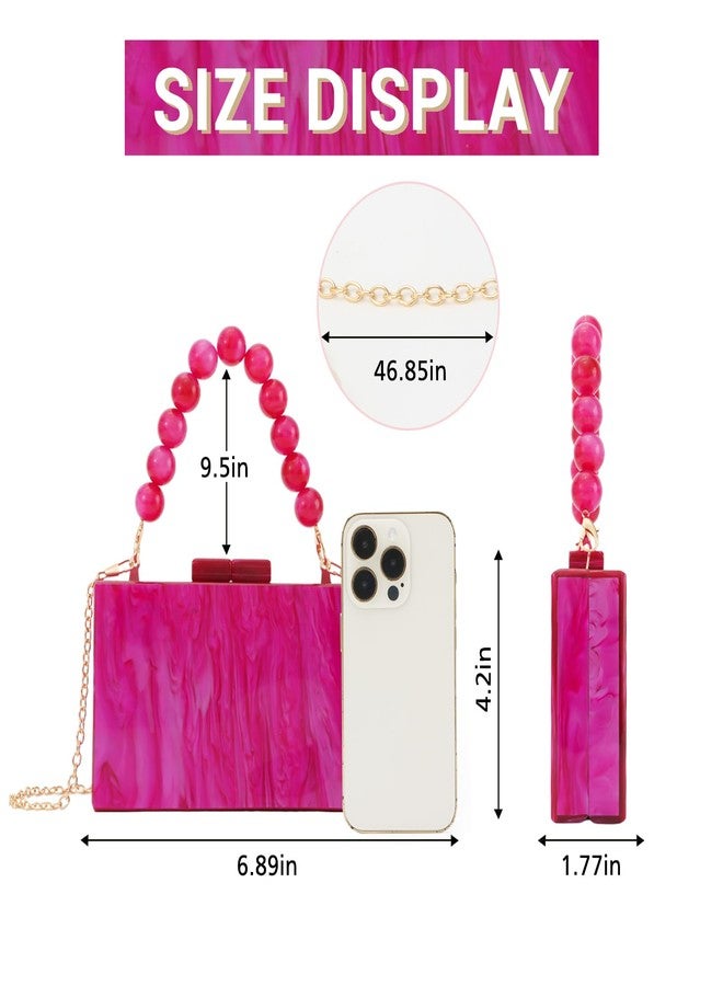 Fecialy Women Acrylic Clutch Purse Beads Evening Handbag Marble Clutch Formal Party Bridal Wedding Crossbody Bag - Image 4