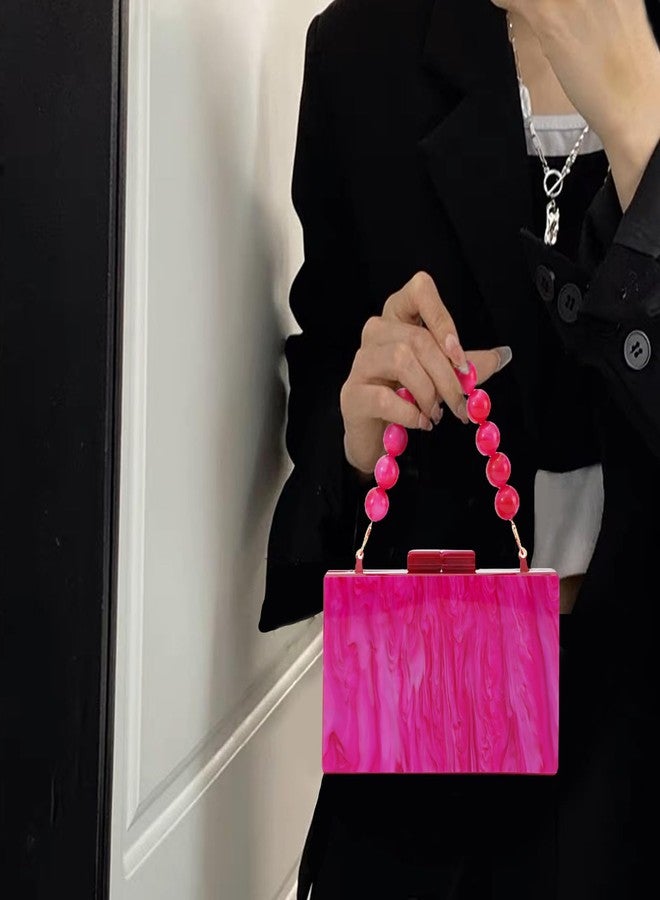Fecialy Women Acrylic Clutch Purse Beads Evening Handbag Marble Clutch Formal Party Bridal Wedding Crossbody Bag - Image 2
