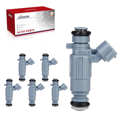 AISHAN 6PCS Fuel Injectors 4 Holes Compatible with Hyundai Santa Fe 20012006 Sonata 19992004 XG350 20022005 for Kia Optima 20022006 Sorento 20032005 Sedona 20022005 Replace 3531038010 - Image 1