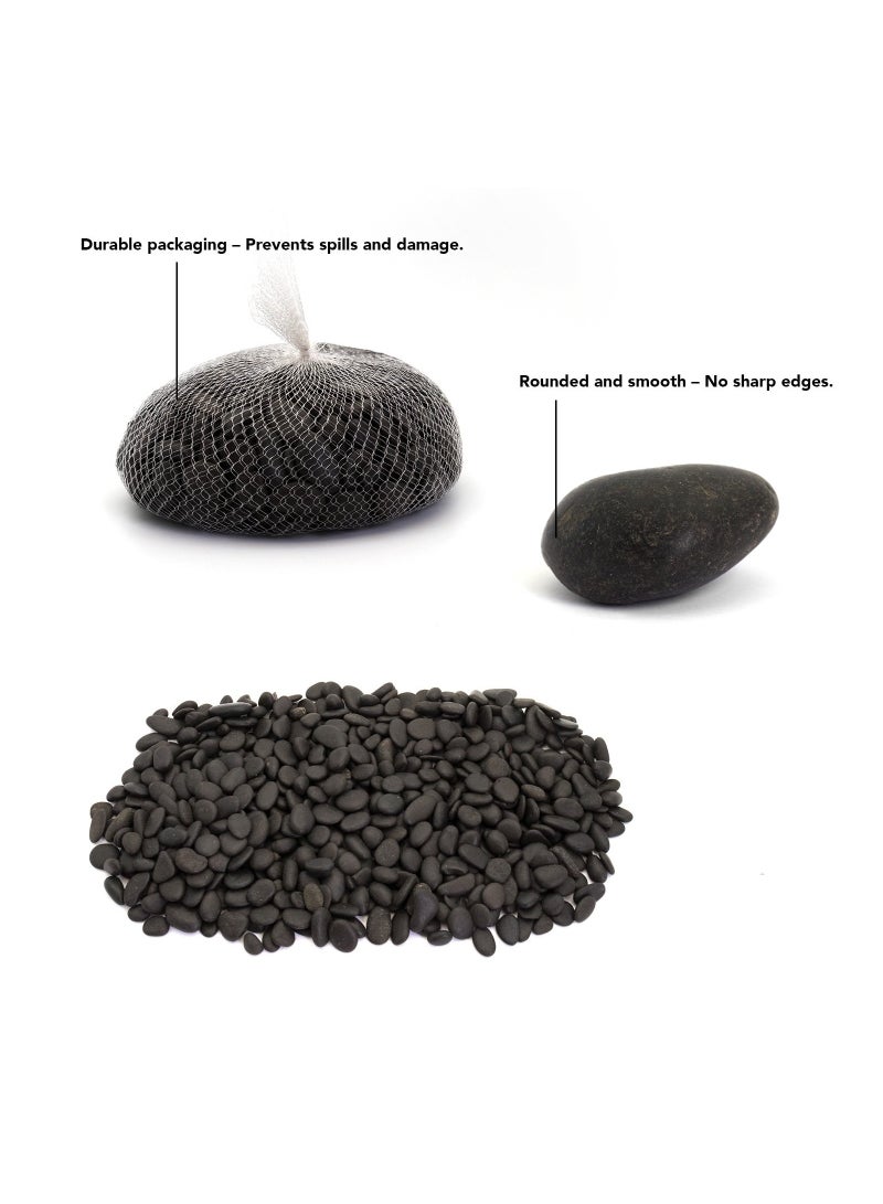 Home zone 5LBS (2.25KG) River Rocks Decorative Ornamental Pebbles Garden Landscaping Stones Natural Gravel Filler for Plants Vases Succulents Home Decor Arts Crafting Animal Habitat Black  - Image 4