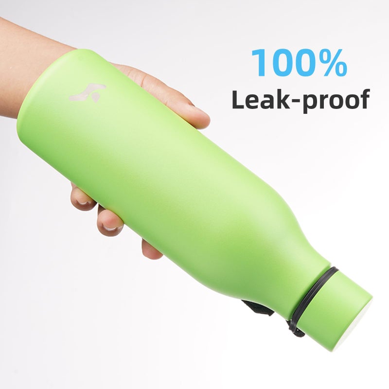 Konokyo Insulated Water Bottle With Strap 18 Oz Double Wall Stainless Steel Vacuum Bottles Metal Water Flask Green - Image 5