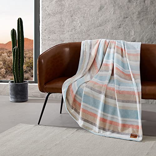 Wrangler Queen Size Blanket Super Soft Reversible Plush Fleece Bedding Throw Blanket for Couch or Bed Glen Canyon Stripe Blue - Image 3
