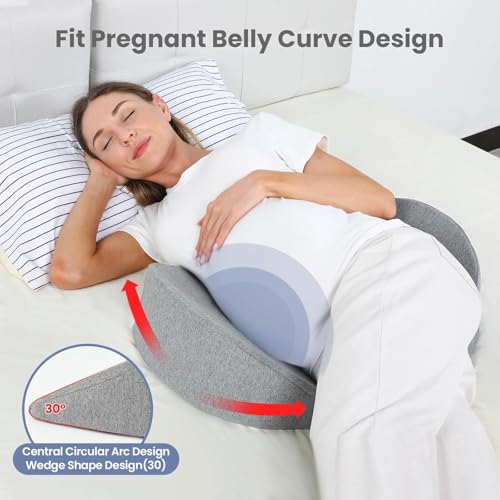 WEIKA Pregnancy Wedge Pillow for Sleeping, Upgraded Memory Foam Maternity Pillow for Pregnant Women, Pregnancy Body Pillow with Cooling Removable, Washable Cover, Support for Belly,Back, Legs (Grey) - Image 3