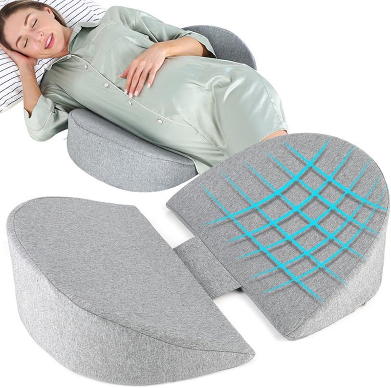 WEIKA Pregnancy Wedge Pillow for Sleeping, Upgraded Memory Foam Maternity Pillow for Pregnant Women, Pregnancy Body Pillow with Cooling Removable, Washable Cover, Support for Belly,Back, Legs (Grey) - Image 1