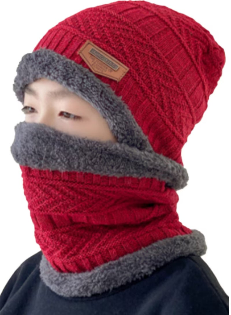 SARAOONT 2 Pcs Kids Winter Hat and Scarf Set Ages 3 to13 Warm Knit Beanie with Plush Lining for Boys and Girls - Image 1
