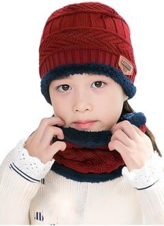 SARAOONT 2 Pcs Kids Winter Hat and Scarf Set Ages 3 to13 Warm Knit Beanie with Plush Lining for Boys and Girls  - Image 2