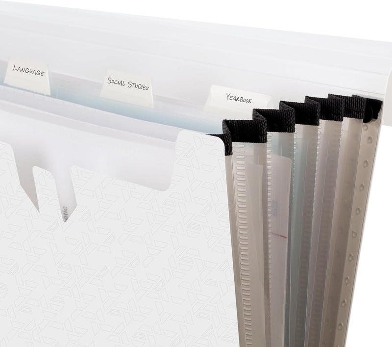 Five Star Expanding File Organizer, 6-Pocket Accordian File Organizer, Bungee Closure, Holds 11" x 8-1/2", White (350100E-ECM) - Image 3
