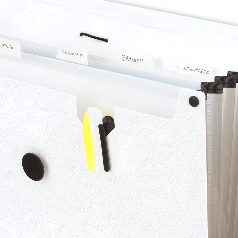 Five Star Expanding File Organizer, 6-Pocket Accordian File Organizer, Bungee Closure, Holds 11" x 8-1/2", White (350100E-ECM) - Image 5