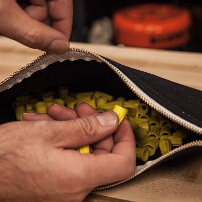 Klein Tools 5141 Zipper Tool Bag, Tool Pouch, Bank Deposit Canvas Utility Bag, 12.5 x 7-Inch, Brown/Black/Gray/Red 4-Pack - Image 2