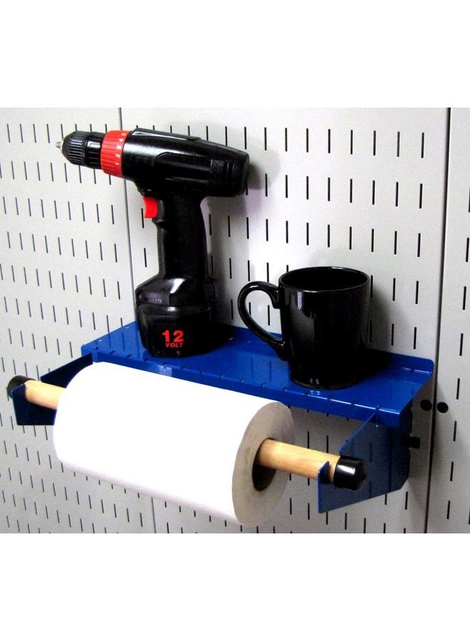 Wall Control Paper Towel Holder and Dowel Rod Pegboard Shelf Assembly for Wall Control Pegboard and Slotted Tool Board - Blue - Image 4
