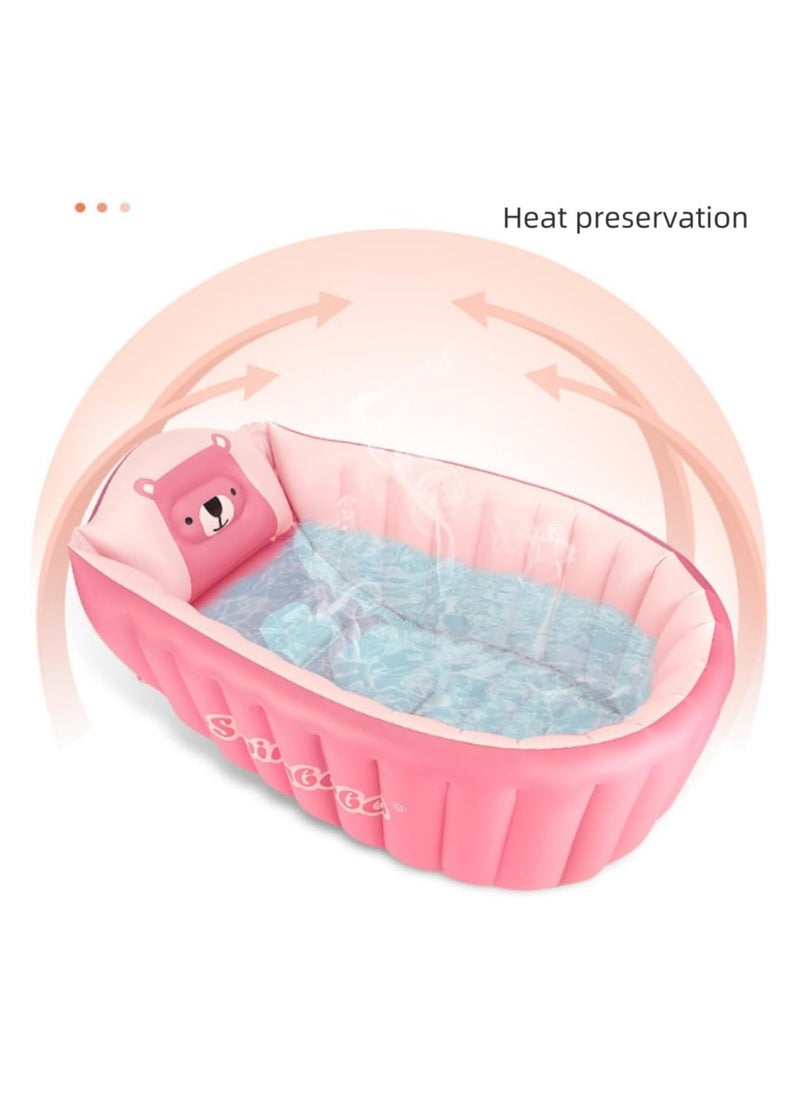 Beauenty - Baby Inflatable Bathtub, Foldable Travel Bath, Baby Shower with Baby Mat, Non-Slip Baby Pool,Suitable for Children Aged 0-6 years (Pink) - Image 1