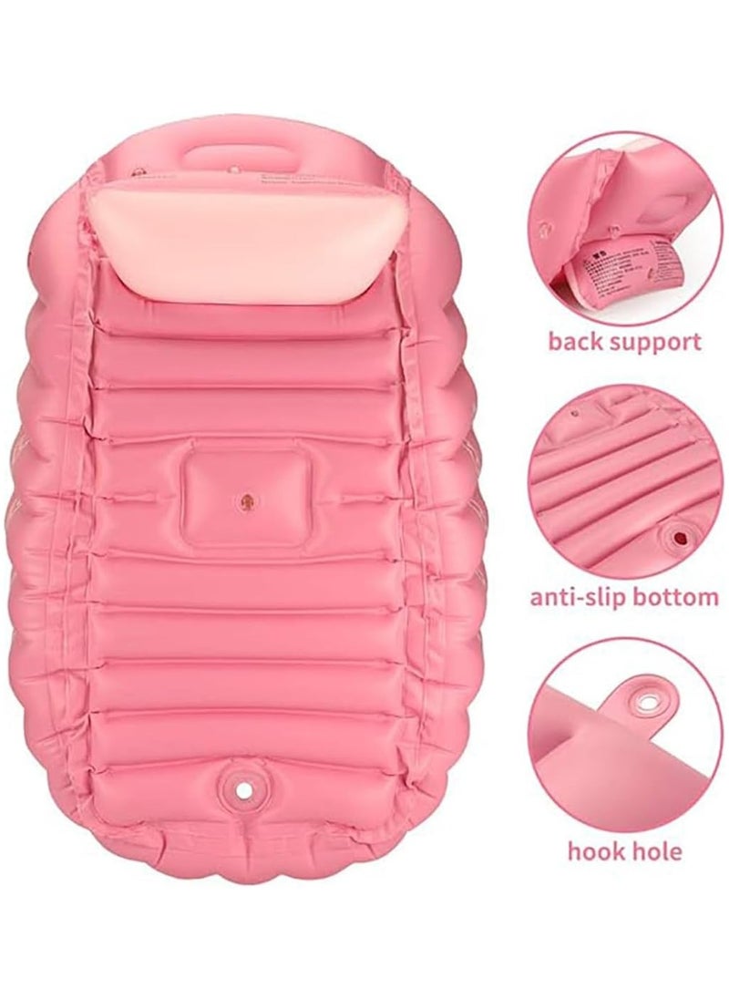 Beauenty - Baby Inflatable Bathtub, Foldable Travel Bath, Baby Shower with Baby Mat, Non-Slip Baby Pool,Suitable for Children Aged 0-6 years (Pink) - Image 1