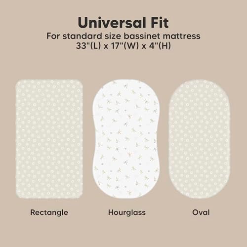KeaBabies 2-Pack Organic Bassinet Sheets for Girls, Boys - 100% Cotton Bassinet Mattress Sheets Compatible with Halo Bassinest Swivel Sleeper, Graco, Baby Delight, Chicco, Unisex Fitted Bassinet Sheets (Meadow) - Image 3