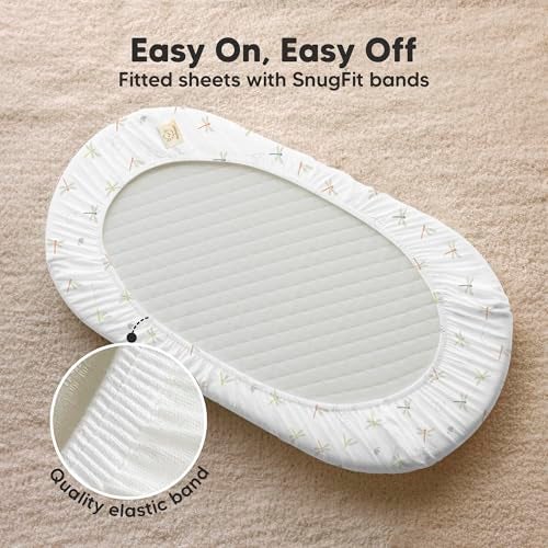 KeaBabies 2-Pack Organic Bassinet Sheets for Girls, Boys - 100% Cotton Bassinet Mattress Sheets Compatible with Halo Bassinest Swivel Sleeper, Graco, Baby Delight, Chicco, Unisex Fitted Bassinet Sheets (Meadow) - Image 5