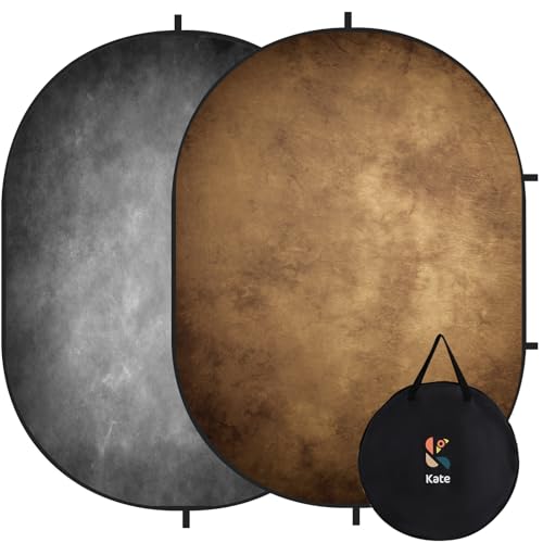 Kate 5x6.5ft Collapsible Backdrop Pop Up Photo Backdrops Grey Brown Portable Background for Portrait Photography, for Video, for Live Stream - Image 1