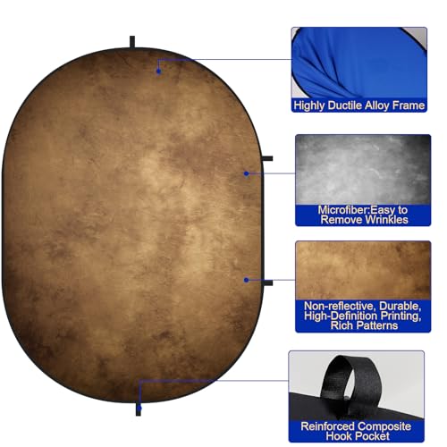 Kate 5x6.5ft Collapsible Backdrop Pop Up Photo Backdrops Grey Brown Portable Background for Portrait Photography, for Video, for Live Stream - Image 3