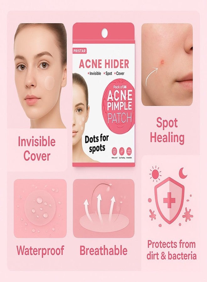 Pristar Pimple Patch | 36 Hydrocolloid and Salicylic Acid Patches | Absorbs Oil, Prevents Scarring | Overnight Treatment | For All Skin Types | Acne Patches for Face - Image 3