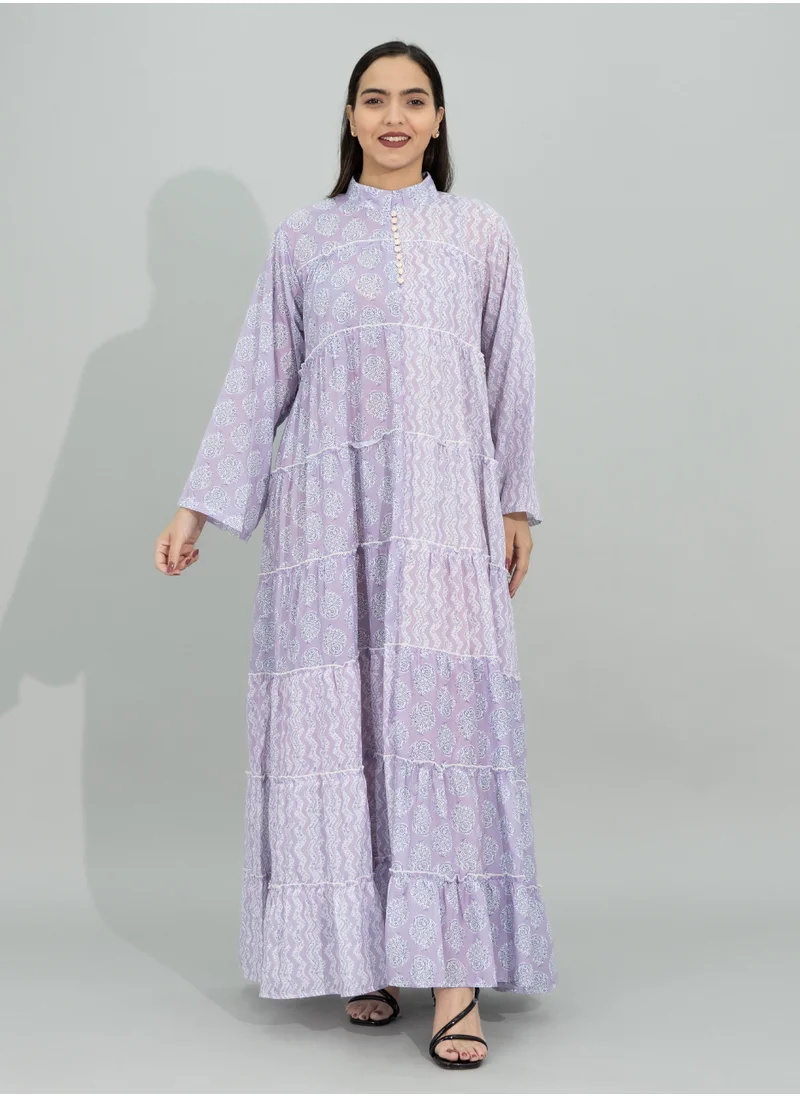 IKKXA Modern Printed Jalabiya CJ1104 Violet