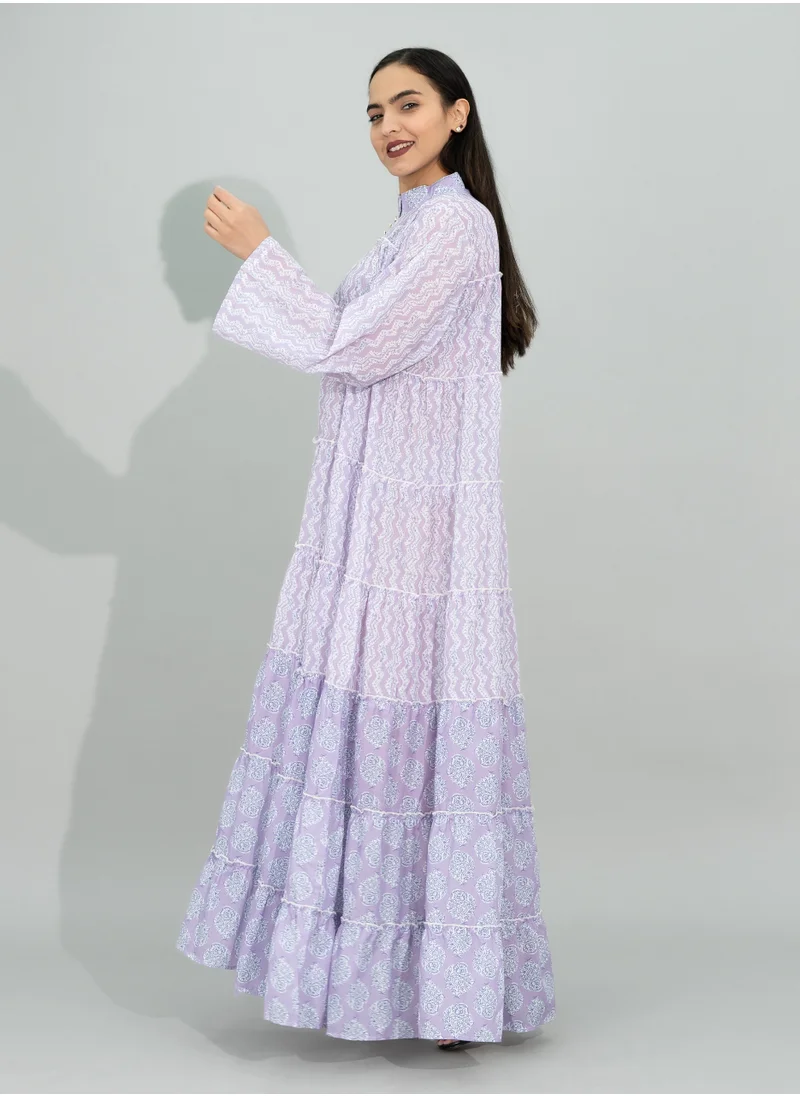 IKKXA Modern Printed Jalabiya CJ1104 Violet
