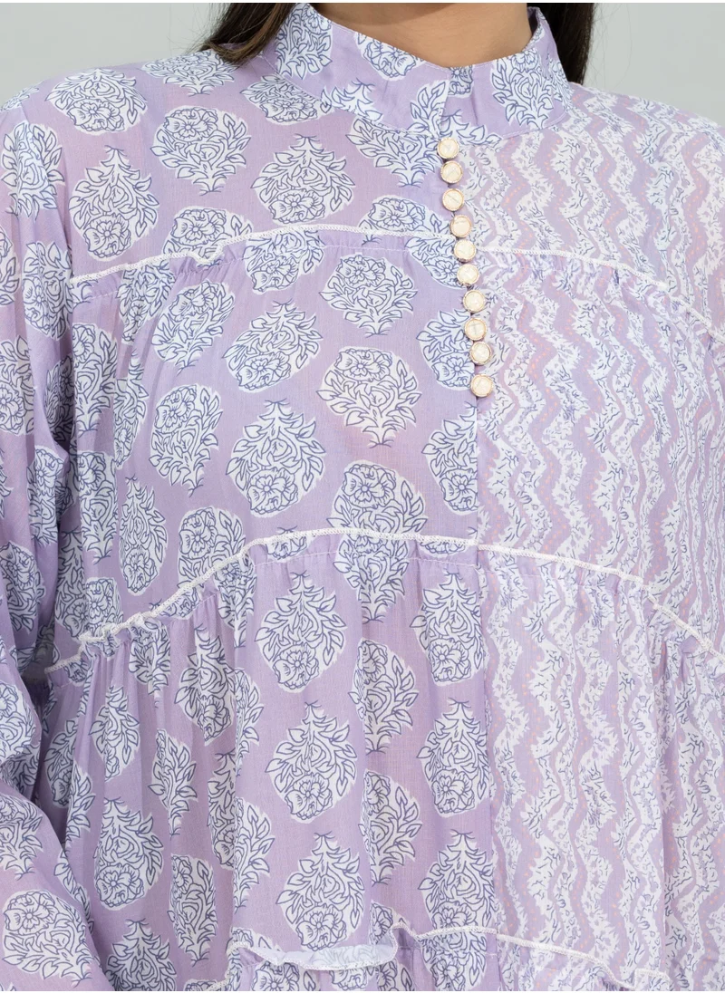 IKKXA Modern Printed Jalabiya CJ1104 Violet
