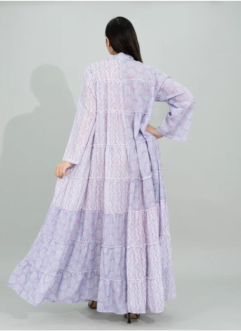 IKKXA Modern Printed Jalabiya CJ1104 Violet