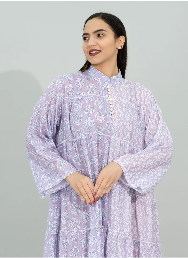 IKKXA Modern Printed Jalabiya CJ1104 Violet