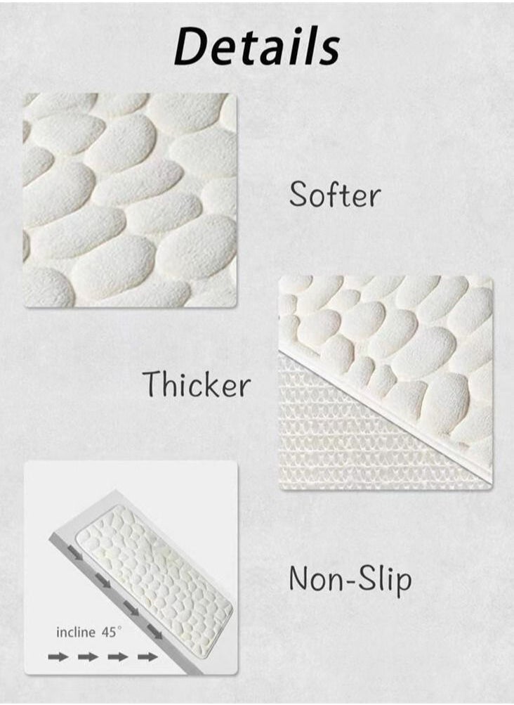 Kutis 1-Piece Stone Grain Non-Slip Bath Rug Mat for Bathroom Coral Velvet Fabric for Water Absorption White 40 x 60 Centimeter  - Image 3