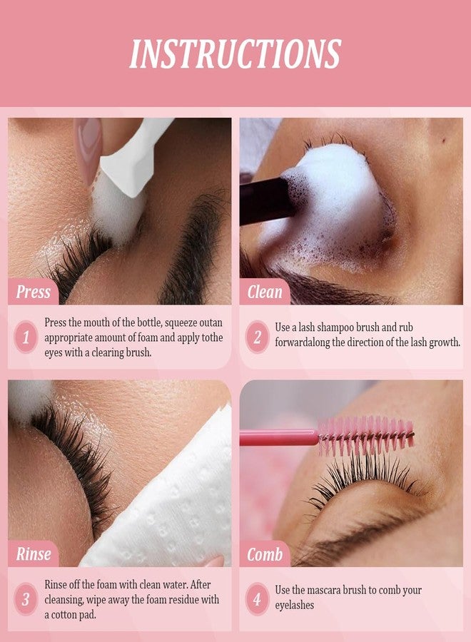 NATUHANA Lash Shampoo Kit & Brush, 2.04 fl.oz/60ml Gentle Foaming Cleanser Eyelash Wash for Extensions and Natural Lashes, Safe Makeup Remover Suppiles for Salon Use and Home Care - Image 5