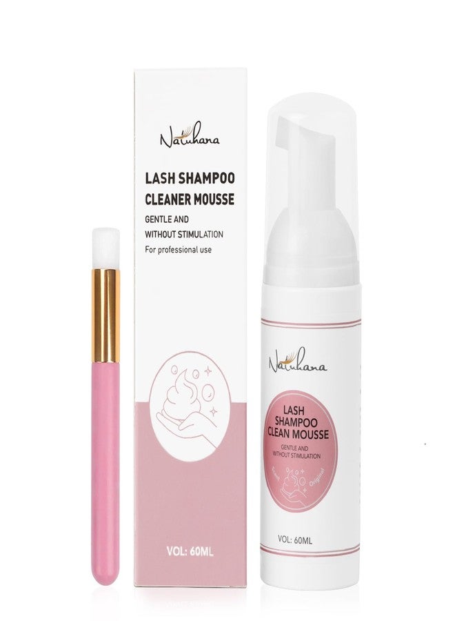 NATUHANA Lash Shampoo Kit & Brush, 2.04 fl.oz/60ml Gentle Foaming Cleanser Eyelash Wash for Extensions and Natural Lashes, Safe Makeup Remover Suppiles for Salon Use and Home Care - Image 1