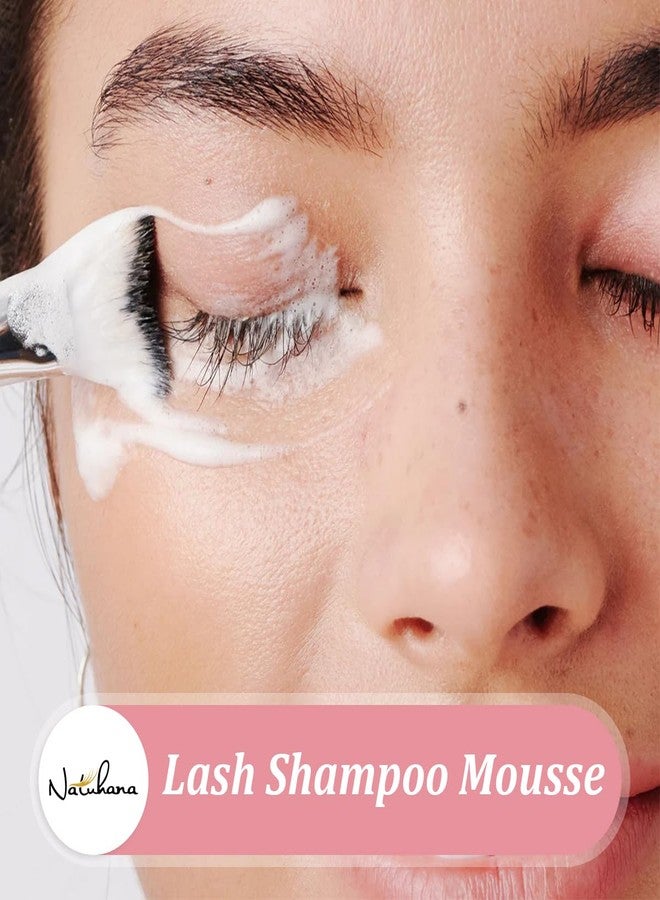 NATUHANA Lash Shampoo Kit & Brush, 2.04 fl.oz/60ml Gentle Foaming Cleanser Eyelash Wash for Extensions and Natural Lashes, Safe Makeup Remover Suppiles for Salon Use and Home Care - Image 2