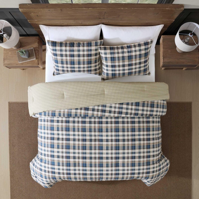 Eddie Bauer - Twin Duvet Cover Set, Reversible Bedding with Matching Sham, Plaid Bedding Set (Port Gamble Blue, Twin) - Image 3