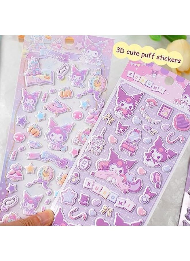 Generic - 3D Cute Puffy Stickers for Kids Stickers, 4 Sheets Waterproof Kawaii Puffy Sticker Kit for Water Bottle Laptop Phone Scrapbooking Computer for Toddlers Girls Teens Kids - Image 1